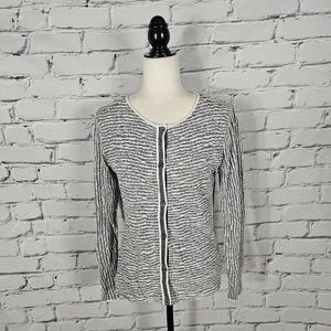 Lafayette 148 Gray Stripe Cardigan